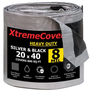 XtremeCoverPro Heavy Duty Silver/Black Tarp 8mil 20'X40'
